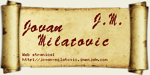 Jovan Milatović vizit kartica